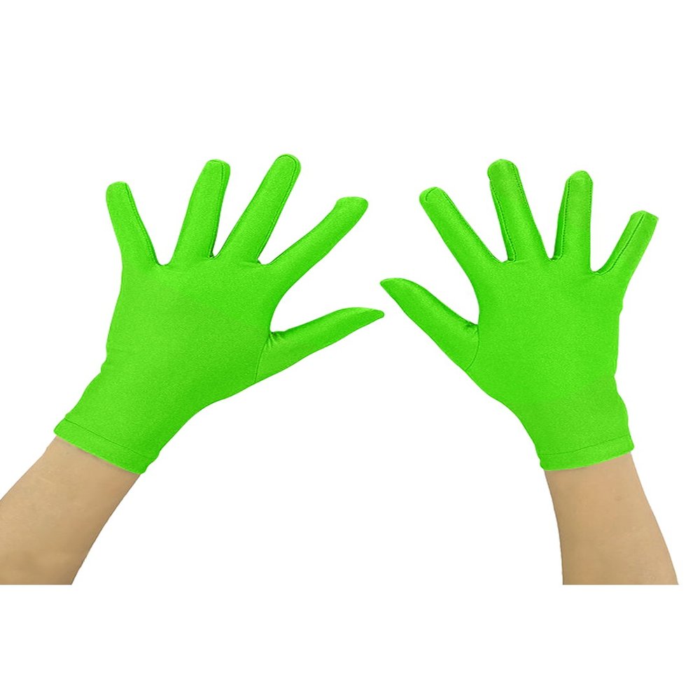 Ensnovo Girls' Boys' Wrist Length Spandex Full Finger Costume Gloves Fluorescent Green 5-18Y