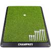 CHAMPKEY Premium Synthetic Turf Golf Hitting Mat | Heavy Duty Rubber Base Golf Practice Mat | Come with 1 Rubber Tee and 9 Plastic Tees (8.5" x 17", LITE Version) view 1