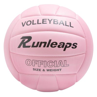 Runleaps Volleyball, Waterproof Indoor Outdoor Volleyball for Beach Game Gym Training (Official Size 5, Pink)