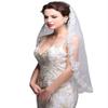 Bmirth 2 Tiers Bride Wedding Veil White Veil Bridal Bridal Tulle Wedding Veil with Flower Lace Edge and Comb (A-white) (Fingertip length veil) view 1