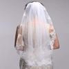 Bmirth 2 Tiers Bride Wedding Veil White Veil Bridal Bridal Tulle Wedding Veil with Flower Lace Edge and Comb (A-white) (Fingertip length veil) view 2