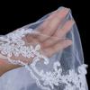 Bmirth 2 Tiers Bride Wedding Veil White Veil Bridal Bridal Tulle Wedding Veil with Flower Lace Edge and Comb (A-white) (Fingertip length veil) view 4