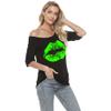 MAGICMK Women's Plus Size Off Shoulder Lips Print T-Shirt Top in Black, 2XLarge view 4