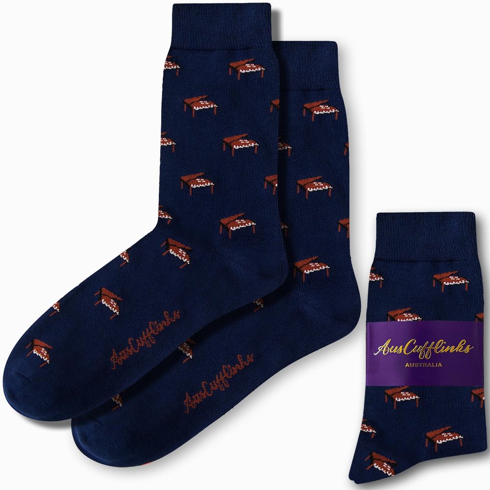 AUSCUFFLINKS Pianist Piano Player Socks for Him | Musician for Men | Keyboard Player Sock | Present for Work Colleague | Bday Prezzie for Guys (Piano)