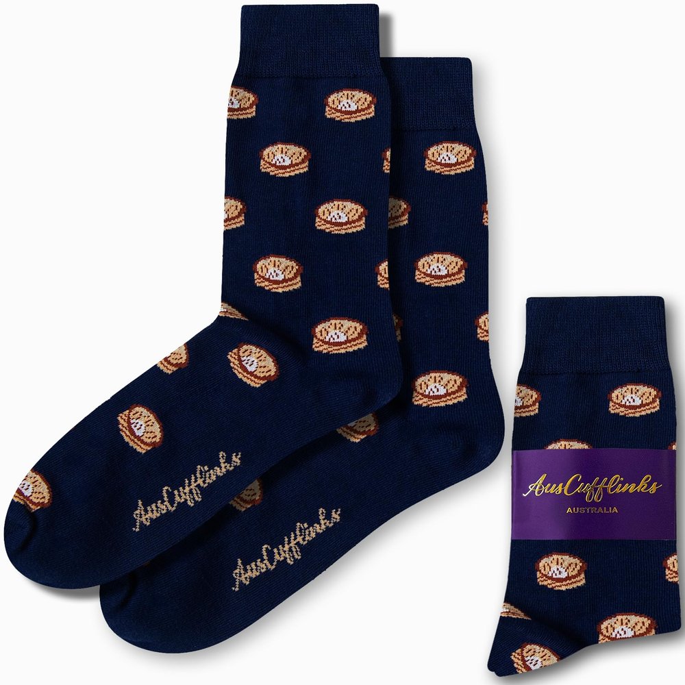 AUSCUFFLINKS Dumpling Gift For Husband Jiaozi Chinese Food Socks for Him | Steamed Fried Dumplings Sock | Present for Work Colleague | Bday Gift for Guys (Dumplings)