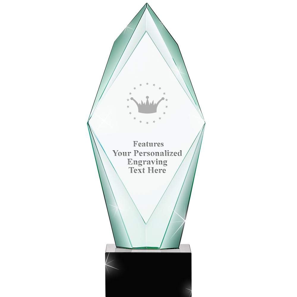 13" Jade Epic Crown Crystal Award, Custom Engraved Crown Trophy, Engraving Included, Prime