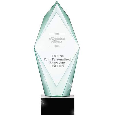 13" Jade Epic Appreciation Crystal Award, Custom Engraved Appreciation Trophy, Engraving Included, Prime