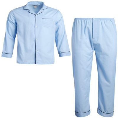 Ten West Apparel Mens Pajamas Set - Long Sleeve Button Down Sleep Shirt and Pajama Bottoms Sleepwear Set, Blue, Size X-Large