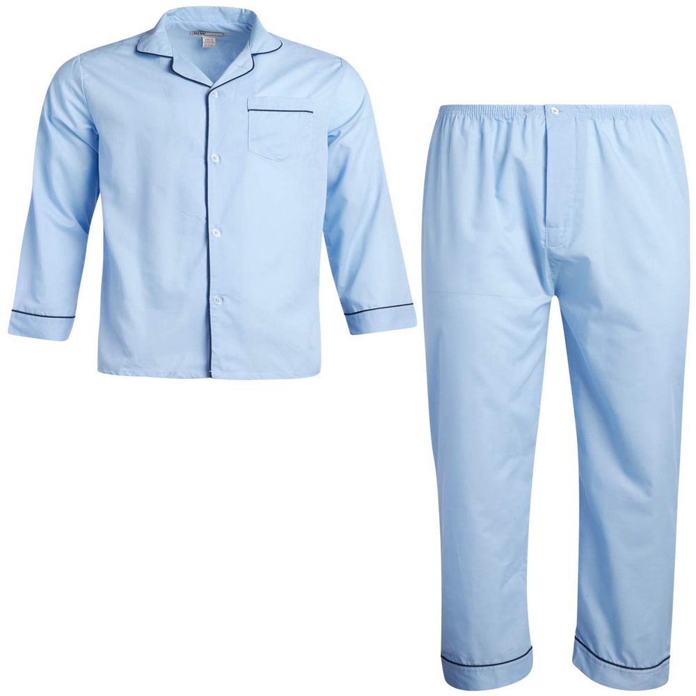Ten West Apparel Mens Pajamas Set - Long Sleeve Button Down Sleep Shirt and Pajama Bottoms Sleepwear Set, Blue, Size X-Large