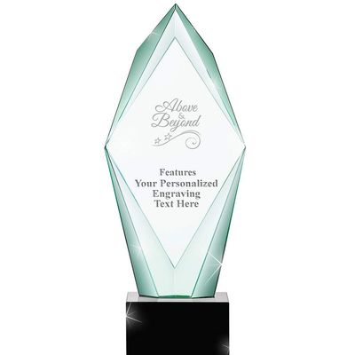 13" Jade Epic Above and Beyond Crystal Award, Custom Engraved Above and Beyond Trophy, Engraving Included