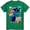 Minecraft Boys' Art Deco Steve T-Shirt, Green M(8) view 1