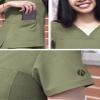 Adar Uniforms Pro Heather Scrubs for Women - Sweetheart V-Neck Top - P4210H (Heather Olive - L) view 4