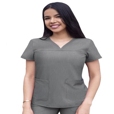 Adar Uniforms Pro Heather Scrubs for Women - Sweetheart V-Neck Top - P4210H (Heather Grey - M)