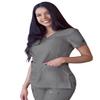 Adar Uniforms Pro Heather Scrubs for Women - Sweetheart V-Neck Top - P4210H (Heather Grey - M) view 2