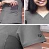 Adar Uniforms Pro Heather Scrubs for Women - Sweetheart V-Neck Top - P4210H (Heather Grey - M) view 4