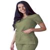 Adar Uniforms, Pro Heather Scrubs for Women - Sweetheart V-Neck Scrub Top - P4210H - Heather Olive - S view 2