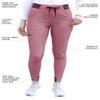 Adar Pro Heather Scrubs for Women - Ultimate Yoga Jogger Scrub Pants - P7104H - Heather Wine - XS view 3