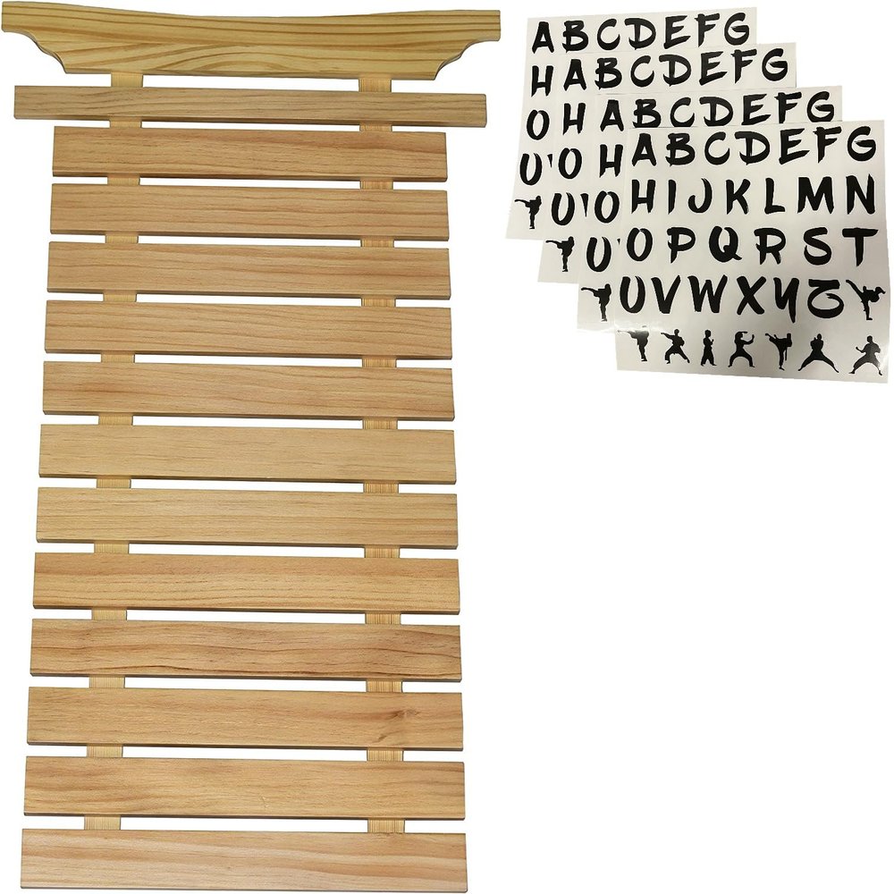 12 (Twelve) Belt Karate Martial Arts Belt Display - Thick Wood - Includes Stickers