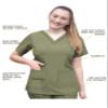 Adar Pro Heather Scrubs for Women - Elevated V-Neck Scrub Top - P4212H - Heather Olive - XS view 3