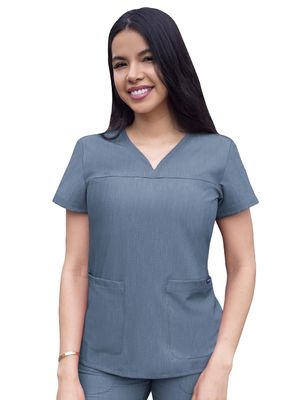 Adar Pro Heather Scrubs for Women - Sweetheart V-Neck Scrub Top - P4210H - Heather Navy - XS