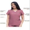Adar Uniforms Pro Heather Scrubs for Women - Sweetheart V-Neck Top - P4210H (Heather Wine - M) view 3