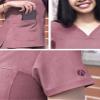 Adar Uniforms Pro Heather Scrubs for Women - Sweetheart V-Neck Top - P4210H (Heather Wine - M) view 4