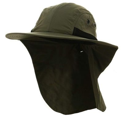 Altis Apparel Youth Kids 4 Panel Quick Dry Soft Bucket Large Bill Flap Hat Sun Cap (One Size, Olive)