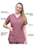 Adar Pro Heather Scrubs for Women - Elevated V-Neck Scrub Top - P4212H - Heather Wine - XS view 3