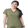 Adar Uniforms Pro Heather Scrubs for Women - Modern V-Neck Top - P7002H (Heather Olive - L) view 1