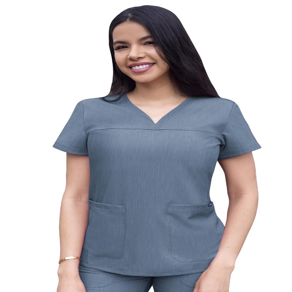 Adar Pro Heather Scrubs for Women - Sweetheart V-Neck Scrub Top - P4210H - Heather Navy - S