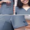 Adar Pro Heather Scrubs for Women - Sweetheart V-Neck Scrub Top - P4210H - Heather Navy - S view 4