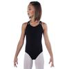 Alexandra Collection Youth Girl's V-Neck Criss Cross Back Strap Leotard Body Suit Black view 3