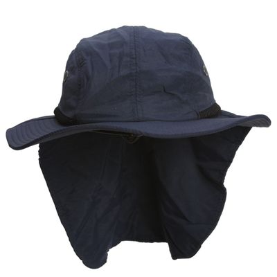 Altis Apparel Youth Kids 4 Panel Quick Dry Soft Bucket Large Bill Flap Hat Sun Cap (One Size, Navy)