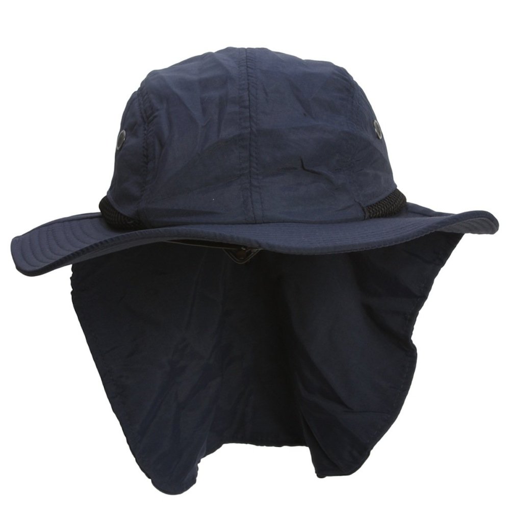 Altis Apparel Youth Kids 4 Panel Quick Dry Soft Bucket Large Bill Flap Hat Sun Cap (One Size, Navy)