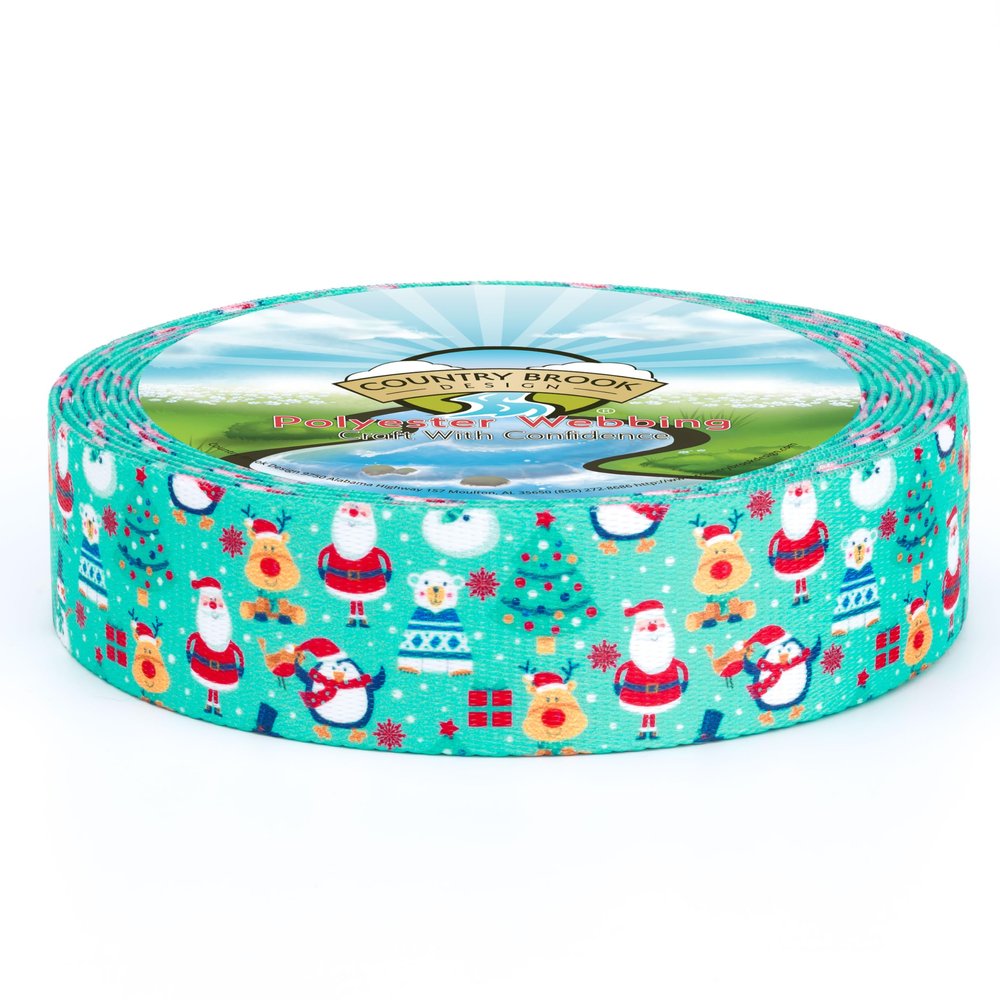 Country Brook Design - Santa and Friends Polyester Webbing (1 1/2 Inch, 20 Yards)