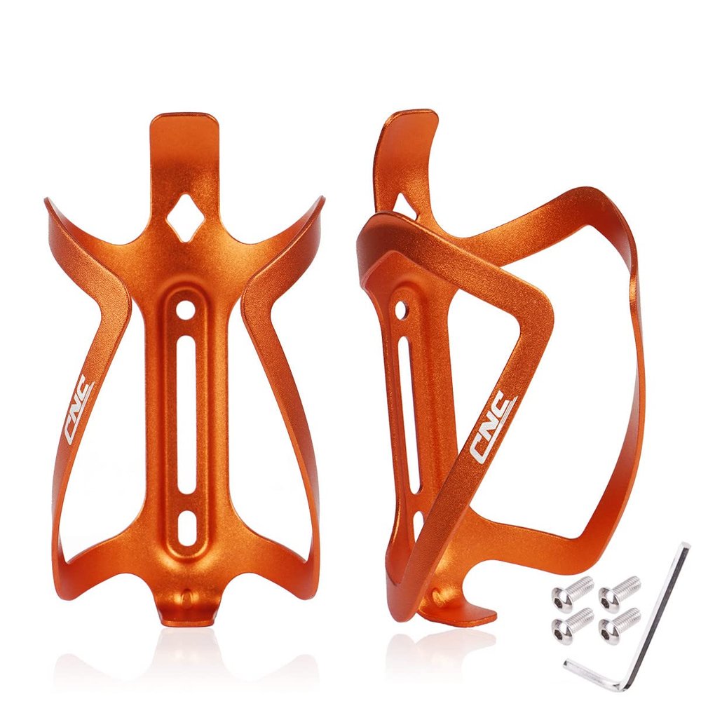 CNC Bike Water Bottle Holder, Aluminum Bike Water Bottle Cage for Road Bike/Mountain Bike 2-PackOrange
