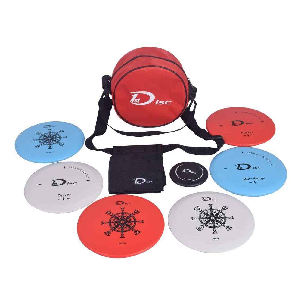 Starter Disc Golf Set, Golf Discs Set - Includes 1x Starter Red Disc Golf Bag, 2X Fairway Driver, 2X Midrange Disc, 2X Putt & Approach