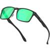 ATTCL Luxury Polarized Sunglasses Men Driving: Lightweight Rectangular Metal Frame Premium Fiber Temples UV Protection Travel Daily Wear 8999 Black green view 1