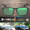 ATTCL Luxury Polarized Sunglasses Men Driving: Lightweight Rectangular Metal Frame Premium Fiber Temples UV Protection Travel Daily Wear 8999 Black green view 3
