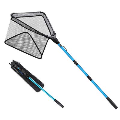 SAN LIKE Fishing Net Fish Landing Nets Ice Fishing Collapsible Telescopic Sturdy Pole Handle for Saltwater Freshwater Extending to 36/43/71/98inches (Blue-L-85inch)