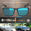 ATTCL Luxury Polarized Sunglasses Men Driving: Lightweight Rectangular Metal Frame Premium Fiber Temples UV Protection Travel Daily Wear 8999 Black blue view 3