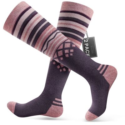 OutdoorMaster Ski Socks, Merino Wool Ski Socks for Men & Women, Thermal Winter Warm & Breathable Snowboarding Socks for Cold Weather, Over The Calf Non-Slip Cuff, Machine Washable