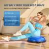ZELUS 25in. Balance Ball | 600lb Inflatable Half Exercise Ball Wobble Board Balance Trainer w Nonslip Base | Half Yoga Ball Strength Training Equipment w 2 Bands, Pump, Extra Ball Included (Blue) view 2