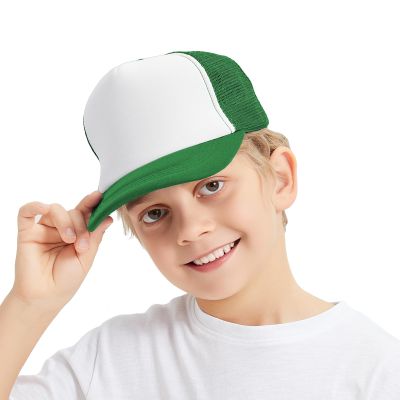 TopTie Kids 5 Panel Trucker Cap Mesh Snapback Hat Foam Front for Boys Girls Aged 3-7 Years Old-Green/White