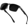 ATTCL Luxury Polarized Sunglasses Men Driving: Lightweight Rectangular Metal Frame Premium Fiber Temples UV Protection Travel Daily Wear 8999 Black grey view 1