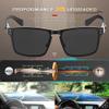 ATTCL Luxury Polarized Sunglasses Men Driving: Lightweight Rectangular Metal Frame Premium Fiber Temples UV Protection Travel Daily Wear 8999 Black grey view 3