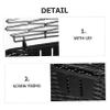 Plastic Bike Basket Front Handle Bar Basket Rattan Wicker Storage with Cover for Outdoor Cycling Accessory Black view 4