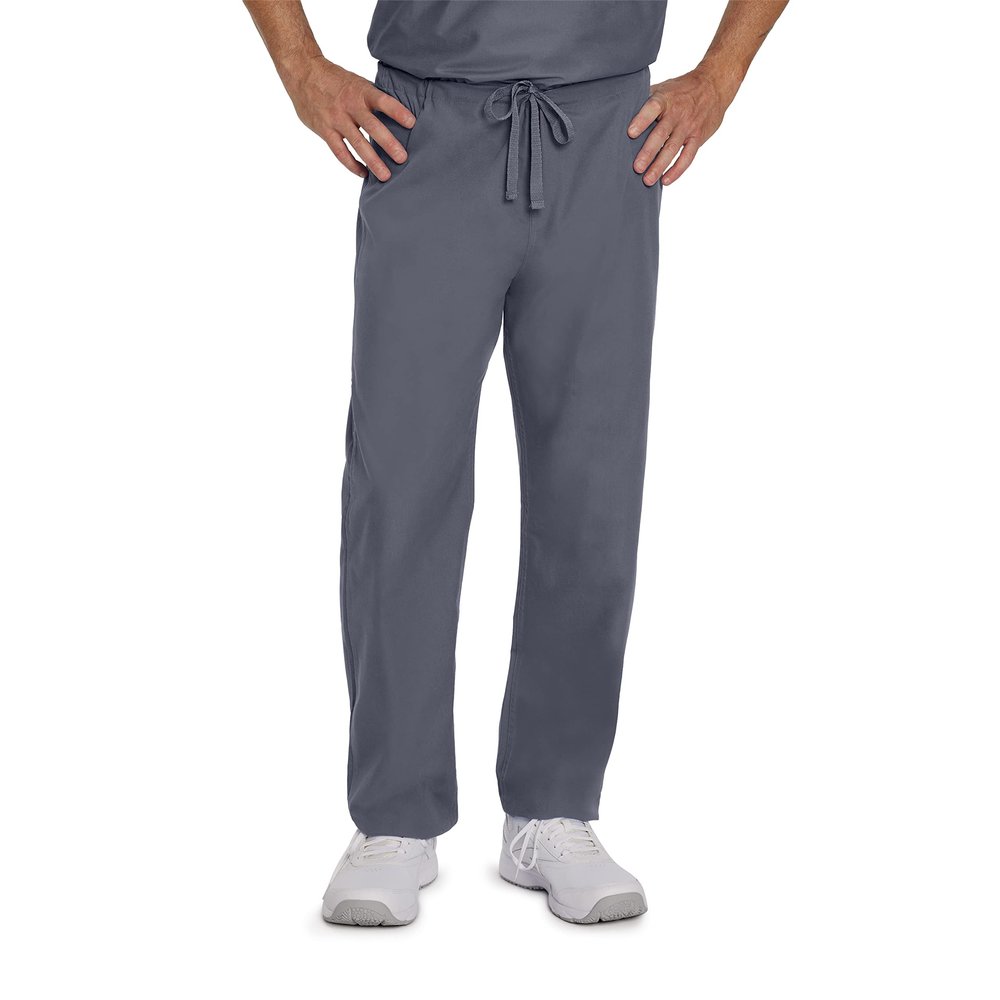 Landau Essentials Unisex Relaxed Fit 1-Pocket Drawstring Scrub Pants 7602 Steel Grey
