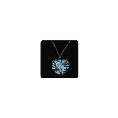 Aimimier Luminous Heart Necklace Halloween Fluorescent Stone Necklace Glow in The Dark Accessories for Women(Blue)
