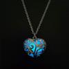 Aimimier Luminous Heart Necklace Halloween Fluorescent Stone Necklace Glow in The Dark Accessories for Women(Blue) view 2